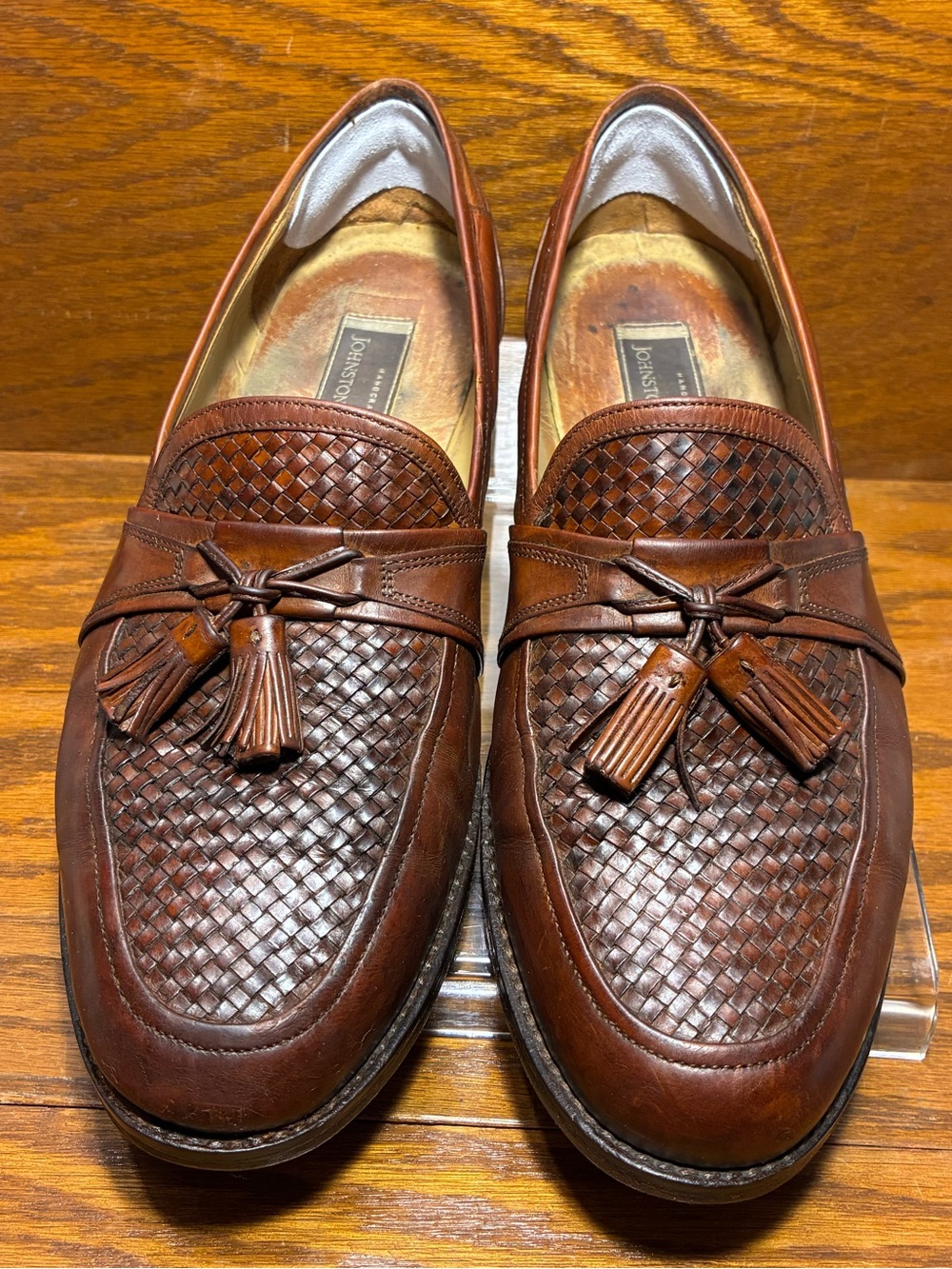 VTG Johnston & Murphy Handcrafted in Italy Woven Tassel Loafers Brown Men’s 10.5